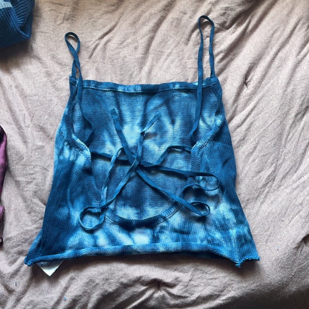 Knit cropped tie dye tank